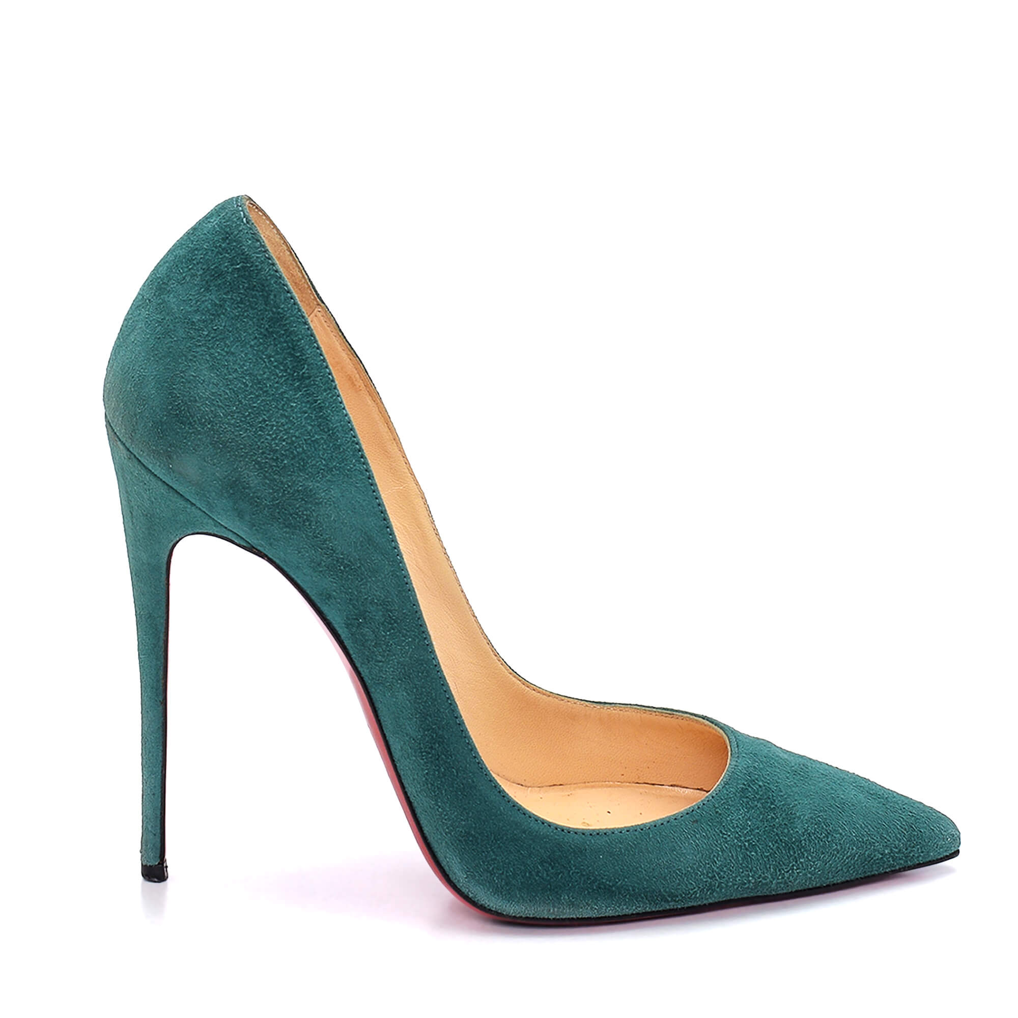 Christian Louboutin - Green Suede Pointed Toe So Kate Stilette Pumps